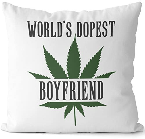 JUNIWORDS Kissen, World's Dopest Boyfriend, 40 x 40 cm, 2-farbig, Weiß-Schwarz