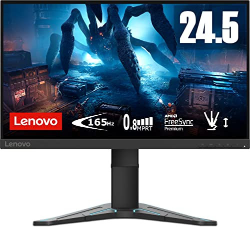 Lenovo G25-20 Monitor Gaming 24.5 FHD (1920x1080), 165 Hz, 1 ms, FreeSync Premium, Regolabile in altezza/inclinazione, HDMI + DP, Base in Metallo