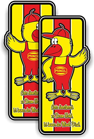 cut-it folientechnik & design 2X MINOL Pirol Aufkleber 10x4cm Kult DDR Sticker VEB IFA Vintage Oldtimer Oldschool Ossi Ostalgie Auto oder Moped Motorrad Tank