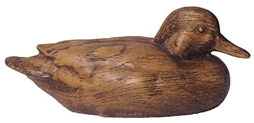 Hymmah Wooden Texture Duck Home Decor Statue Rustic Home Decorations for Living Room, Boho Sculpture Resin Animal Collectible Figurines for Indoor Decor