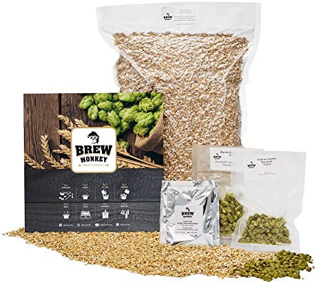 Brew Monkey® Bierbrauset Nachfüllpack Helles | 5 Liter Bier | 6,4% Vol. | Hochwertigen Bier Zutaten | Malz. Hopfen und Hefe | Umfassendes Anleitung | Bier Brauen in der Küche