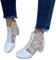ORANDESIGNE Stivali da Donna in Tulle Vuoto Ricamato Stivaletti con Tacco Largo Stivali Corti Elegante Stivali Estivi in Pizzo Floreale con Giunzione con Cerniera A Bianco 36 EU