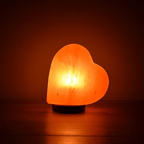 H&H HOMEDECOR LTD Himalayan Pink Rock Salt Lamp - 100% Natural Crystal, Air Purifying Ionizer, Tall Round Cylinder Plugin, Decorative Gift (Heart Shape)