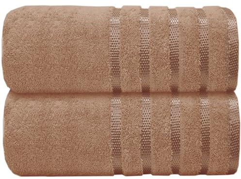 Casabella Deluxe 2 Piece Jumbo Bath sheet 90x180 cm 100% Cotton Extra Large Bath Towels Highly Absorbent Beige Bath sheets Towels