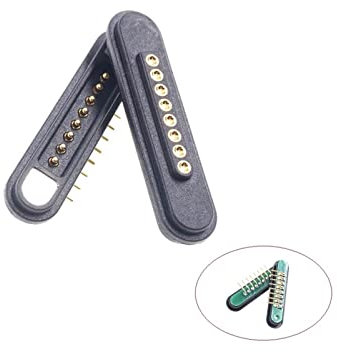 ACICS 1 Paar 3A magnetischer Pogo-Pin-Stecker 2 3 4 5 6 7 8 9 Positionen Pitch 2.2 In mm Frühling beladener Pogopin männlicher weiblicher Streifen (Color : 8 Pin Right Angle)