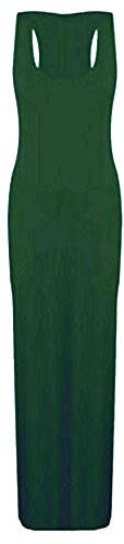 DigitalSpot Robe longue moulante à bretelles larges et col rond pour femme, vert bouteille, 48-50