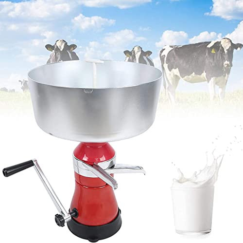 Samnuerly Separador de Crema Manual de aleación de Aluminio, máquina desengrasante de separación centrífuga de Leche Fresca para Uso doméstico en Granjas lecheras