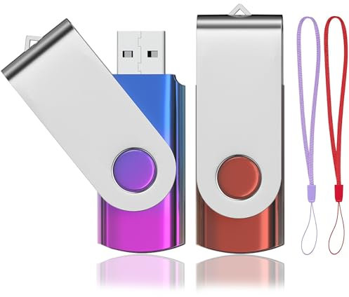 USB Stick 128 GB Pack of 2 ABLAZE Colour Gradient Memory Stick Rotate Metal Colourful Memory Stick High Speed USB 2.0 Flash Drive