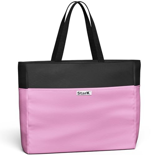 StarK Strandtasche mit Reißverschluss - Faltbare Badetasche XXL für Familie - Wasserabweisende Badetasche mit verschließbarem Innenfach - 50 Liter Beach Bag