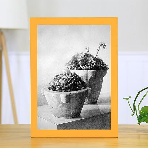 XQSSB Bilderrahmen Fotorahmen Massivholz Orange Wand 26,6 × 38,2 cm