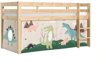möbelando Spielbett >Pino< in Kiefer massiv Natur lackiert - 210x114x106 (BxHxT)