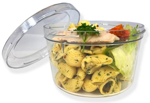 Lot de 4 bols 500ml avec couvercles en plastique transparent incassable, Passe au Lave-vaisselle et au Micro-ondes, fabriqué en France.