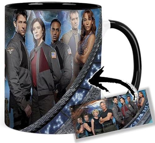 Stargate SG -1 Stargate Atlantis Tasse Innen & Henkel Schwarz Keramikbecher Mug