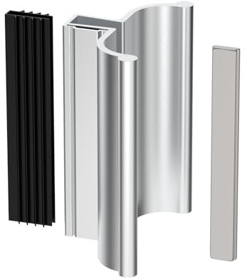 3-3/4 Bright Chrome Frameless Shower Door Handle with Metal Strike and 3 Magnet,Shower Doors Magnetic Latch Kit Fits Glass Door Thickness 1/8, 5/32, 3/16 and 1/4,Shower Door Replacement Parts