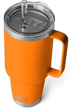 YETI Rambler 42 oz Tumbler with Handle and Straw Lid, Travel Mug Water Tumbler, Vacuum Insulated Cup with Handle, Stainless Steel, King Crab
