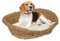 Relaxdays Tierbett für Hunde und Katzen, oval, HBT: 14 x 54,5 x 40 cm, Katzenliege, Hundekörbchen, Seegras, Natur/Creme