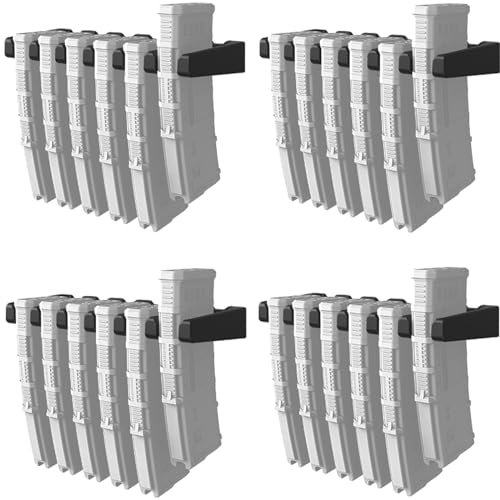 Aoanoko PMAG Rack Wandhalterung, Magazin-Halter, Wandhalterung, Magazin-Aufbewahrung für AR-15, 4 Stück, Schwarz, 23.1 x 8.6 x 2.3 cm