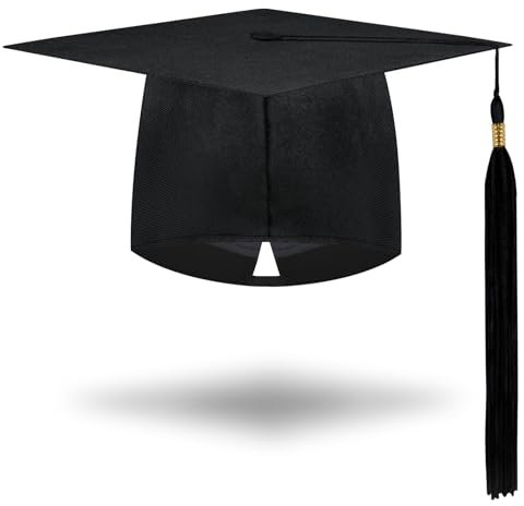 Moocuca 2024 Verbesserter Doktorhut mit Quasten, Schwarz Abschluss Hut, Bachelor Hut für die Abschlussfeier, Absolventenhut für Masterstudenten, Doktoranden und Bachelorstudenten，Klassischer Stil