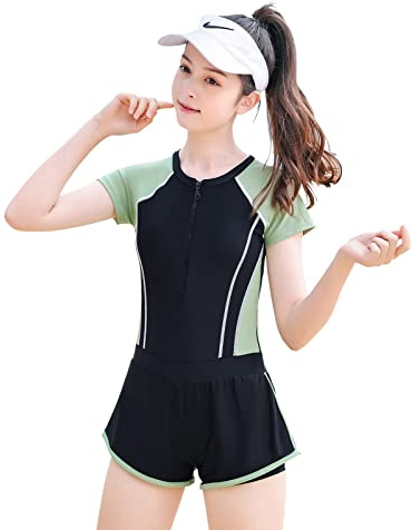 Girls Swimming Costume Swimsuits Kids Two-Piece Rashguard Swim Set Bathing Suits Beach Shorts Quick Dry Swim Shirts Size8,10-12,14-16