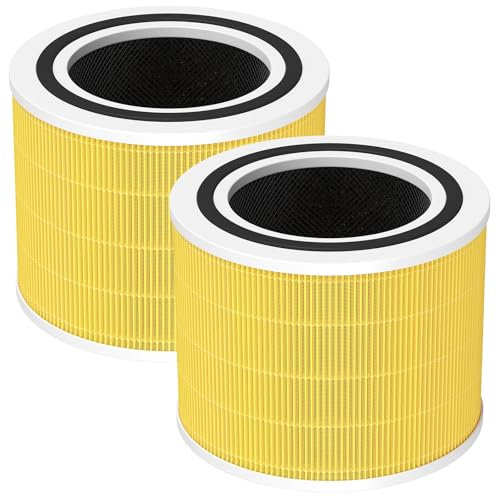 2 Pack Core 200S Replacement Filter Compatible with LEVOIT Core 200S/ Core 200S-P Air Purifier, 3-in-1 Activated Carbon HEPA Pet Care Filter, Yellow