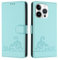 ScandiCasis iPhone 15 Pro Max Flip Case, Cat Pattern Leather Cover with [Card Slots] [RFID] [Wallet] [Kickstand] Shockproof Case, Mint Green
