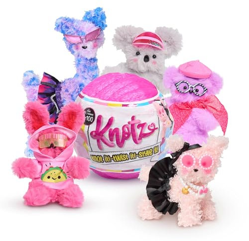 Just Play Knotz Tier-Serie 1, 10 cm großes Plüschtier mit Zubehör, 12 zum Sammeln, Kinderspielzeug ab 8 Jahren