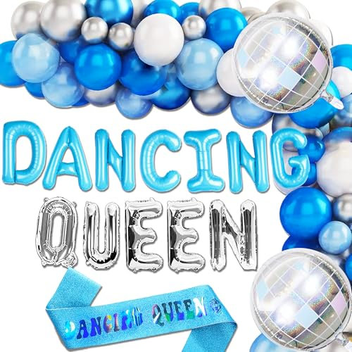 JeVenis Tanzende Königin Luftballons Banner Tanzende Königin Bachelorette Party Dekorationen Mamma Mia Party Dekoration Disco Party Decors 70er Jahre Dekoration