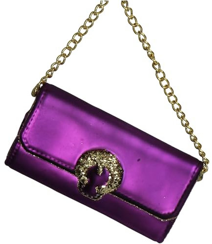 Christbaumschmuck 8,5cm Glas - Handtasche Figur zum Aufhängen - handbemalt & mit Glitzer - Weihnachtsbaum Anhänger für Weihnachten - Christbaumanhänger & Weihnachtsbaumschmuck - Tasche Lila