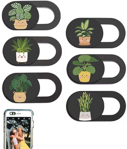 6 Pcs Laptop Camera Cover Slide Cute, Webcam Cover, Webcam Cover Slide, Phone & Computer Camera Cover Slide, Web Cam Privacy Cover, Camera Blocker. (Plants (Small Size))