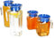 MamboCat KARO & KORA Lot de 4 pichets de réfrigérateur avec couvercle en plastique bleu I 1 l et 0,5 l I Carafe carrée en verre avec bec verseur et anse pour thé glacé, eau, jus, lait, etc.