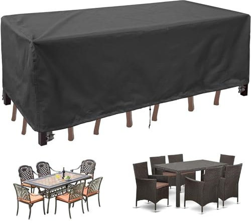 Outdoor-Möbelabdeckungs-Set, wasserdicht, Terrassentischabdeckung für quadratischen Esstisch, Rattanmöbel und mehr, 150 x 150 x 150 cm