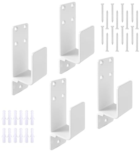 WENHUALI 4 Stück Tür-Schrankhalterungen, 2 x 4, robust, Weiß | U-förmige Tür-Sicherheitshalterung für Zuhause, Scheune, Schuppen, Garagentor