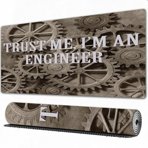 FEHWI Gaming Mouse Pad Extra Large Keyboard Mouse Mat Desk Pad Soft Smooth Surface and Anti-Slip Rubber,Industrial Trust me I'm an engineer Novelty Funny design Funny quote Engineering Mod,16x35.5 in