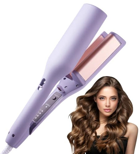 ADDLIVE Big Wave Hair Curler, 32mm Wave Curling Iron, French Wave Curling Iron, Shaped Hair Curling Iron 160°C and 220°C, Four Adjustable Temperature, VFrench Egg Roll Curling Iron for All Hair Types