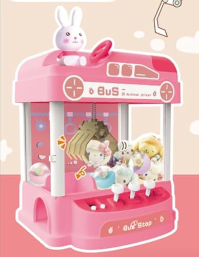 Maycoly Mini Greifmaschine Candy Doll mit 10 Puppen und 10 Kapseln,Musik Klauenspielmaschine,Kaninchen-Puppenautomat,Stofftiere Vending Claw Machine für Kinder ab 3 Jahren