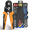 HARDELL Set Pinza Crimpatrice, utensile per crimpatura cavi AWG 23-7 con cricchetto autoregolante, incluso set di capicorda quadrati, ideale per varie applicazioni fai da te e domestiche