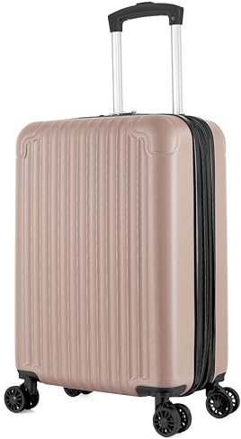 R.Leone Valigia 55x35x25 cm Trolley Bagaglio a Mano 2 Ruota in ABS Air Asia Air France ita airways KLM 318 (Rose Gold, Valigia 55x35x25 cm)