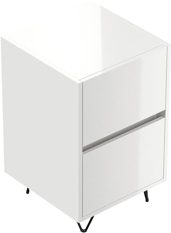 Lomadox Schlafzimmer Nachttisch Nachtschrank mit 41 cm Breite in weiß Hochglanz, mit 2 Schubladen, Softclose & Push-to-Open, modern, grifflos