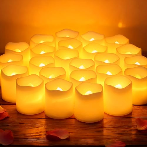 Songlypian 24 Pezzi LED Tea Lights,Candele Led Fiamma Oscillante,Timer 6 Ore, per Decorazioni Matrimoni e Casa,Feste, Natale, Pasqua