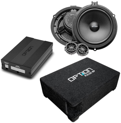 Option DSP-Soundsystem V1 kompatibel mit Ford Kuga 3 (Vor-Facelift, Baujahr 2020-2024, mit Sync3-Radio) - 100% Plug & Play mit DSP-Verstärker, Front-Lautsprecher und Downfire-Subwoofer PULSE-8P