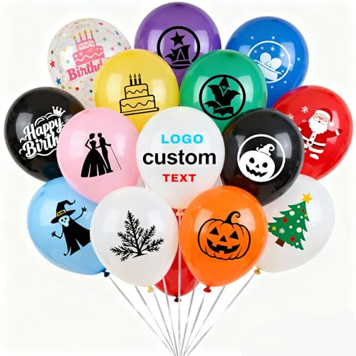 Ballon Personnalisé avec Logo/Texte, 100/200/500 Pièces Ballon Helium, pour les Anniversaires, Mariages, Baby Showers, Célébrations D'entreprise, Remises de Diplômes, Décorations Festives (100)