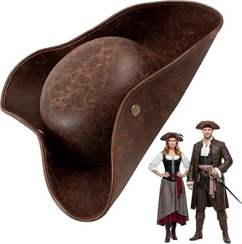 Piratenkostüm Herren Damen Piratenhut Dreispitz Hut Mittelalter Piraten Hut | Karneval Halloween Kostüm Accessoire, 1 Stück Tragefertige Piratenkostüm Zubehör für Mottoparty Cosplay Verkleidungen