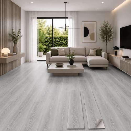 Pavimentos Arquiservi - Suelo Vinílico Autoadhesivo PVC -【1,12 m²】- Grosor 2mm - Diseño Roble Gris - Gran Durabilidad y Resistente al Agua - Fácil Mantenimiento