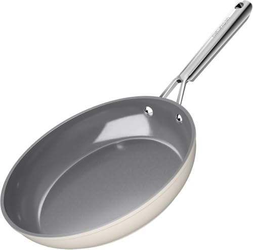 naturepan Bratpfanne 28 cm Keramik mit Diamant-Titan-Antihaftbeschichtung, Induktionsgeeignet, PTFE-frei PFOA-frei PFAS-frei, Spülmaschinenfest, Backofenfest bis 260°C, Biege