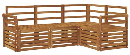 vidaXL Sofagarnituren 4 pcs Natur Massivholz Akazie, Outdoor Sofa, modernes Möbel, robuster Terrassen-Lounge, Garten, Sitzgelegenheit für Wohnzimmer-Set