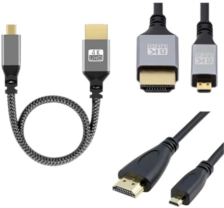 LPIQSPLK Câble Micro HDMI vers HDTV, 10m 5m 3m 1m 0.3m, Compatible HDMI 4K 8K, for caméra, pc, TV, vidéo(MICRO HD-HDMI 2.0V,10m)