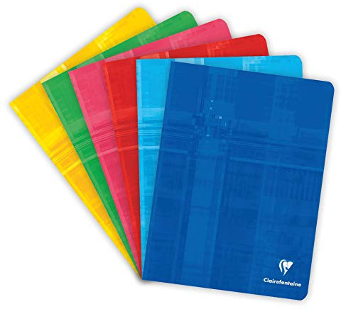 Clairefontaine 3723C - Schulheft / Notizheft 17x22cm, 40 Blatt liniert mit Rand, 90g, geheftet, farbig sortiert, 1 Stück