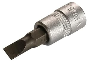 SW-Stahl 6,3 mm (1/4 Zoll) Schraubendreheinsatz - Schlitz 4 mm | Steckschlüsseleinsatz aus matt verchromtem Chrom-Vanadium-Stahl, 36 mm Länge, passend für 1/4 Zoll Antriebs-Vierkant