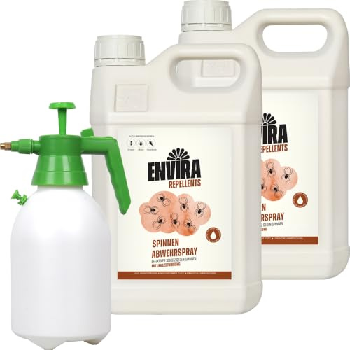 Envira Spinnenspray 2x 5 Liter + 2L Sprüher - wirksam gegen Spinnen im Haus | Anti Spinnen Spray - Mittel gegen Spinnen aller Art, hochwirksam, effektiv vertreiben und fernhalten