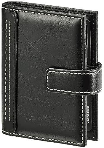 bsb Terminplaner Organizer Wochenplaner Terminkalender - 2027 - circa A8 - Softfolie, geprägt, schwarz mit weißer Ziernaht - Ringbuch mit 5-Fach Lochung, nachfüllbar – bsb Modell Mini - 02-0138